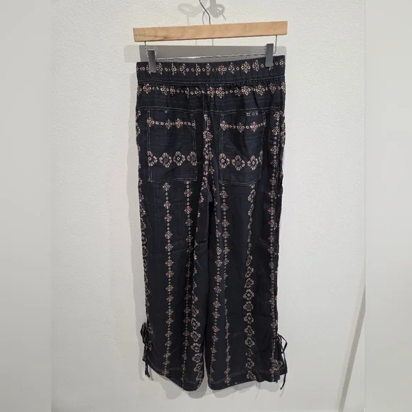 NWT Free People Come Over Printed Pants Charcoal Combo XS - Picture 5 of 10